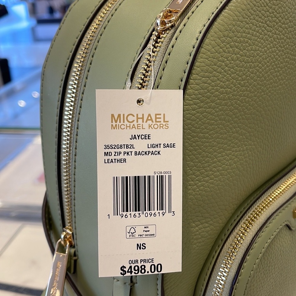 Michael Kors Jaycee Medium Logo Backpack 
Light Sage - Picture 14 of 16